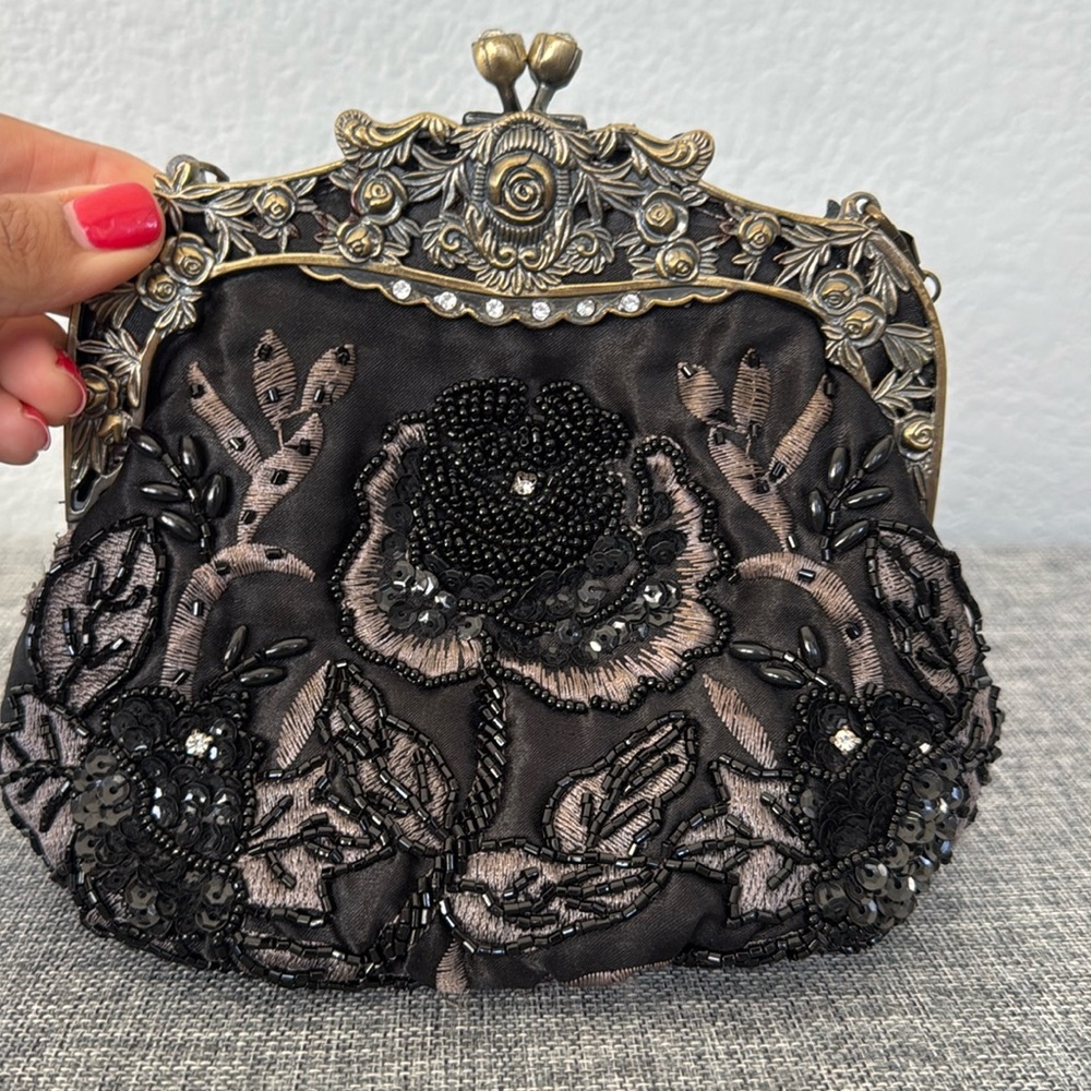 Vintage black beaded bag